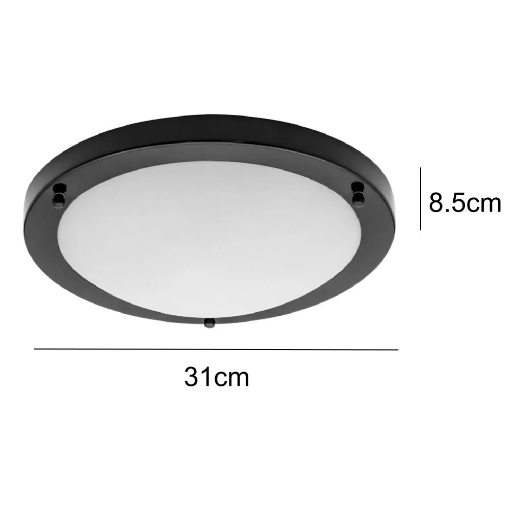 Britalia BRSPA-34050-SBLK Matt Black Bathroom Modern Round Flush Ceiling Light IP44 31cm - Image 5