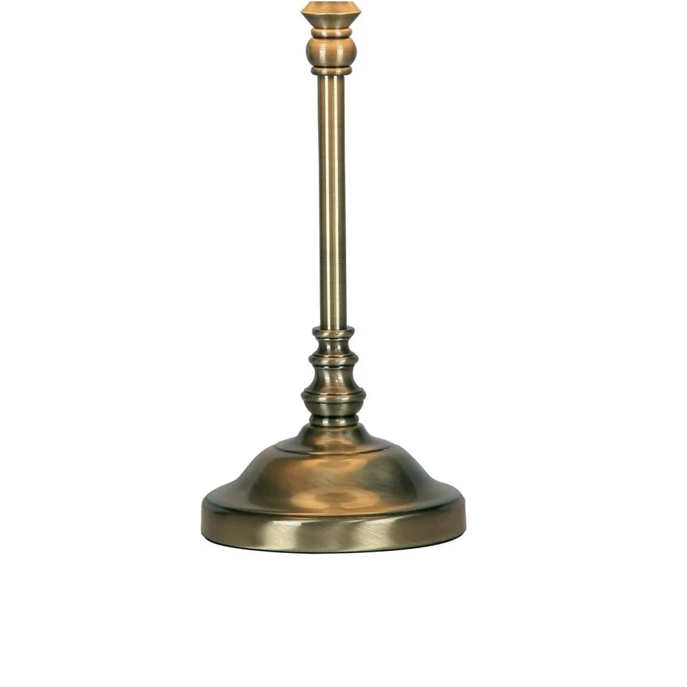 Antique Brass Vintage Candlestick Table Lamp with Cream Drum Shade 425mm - Image 3