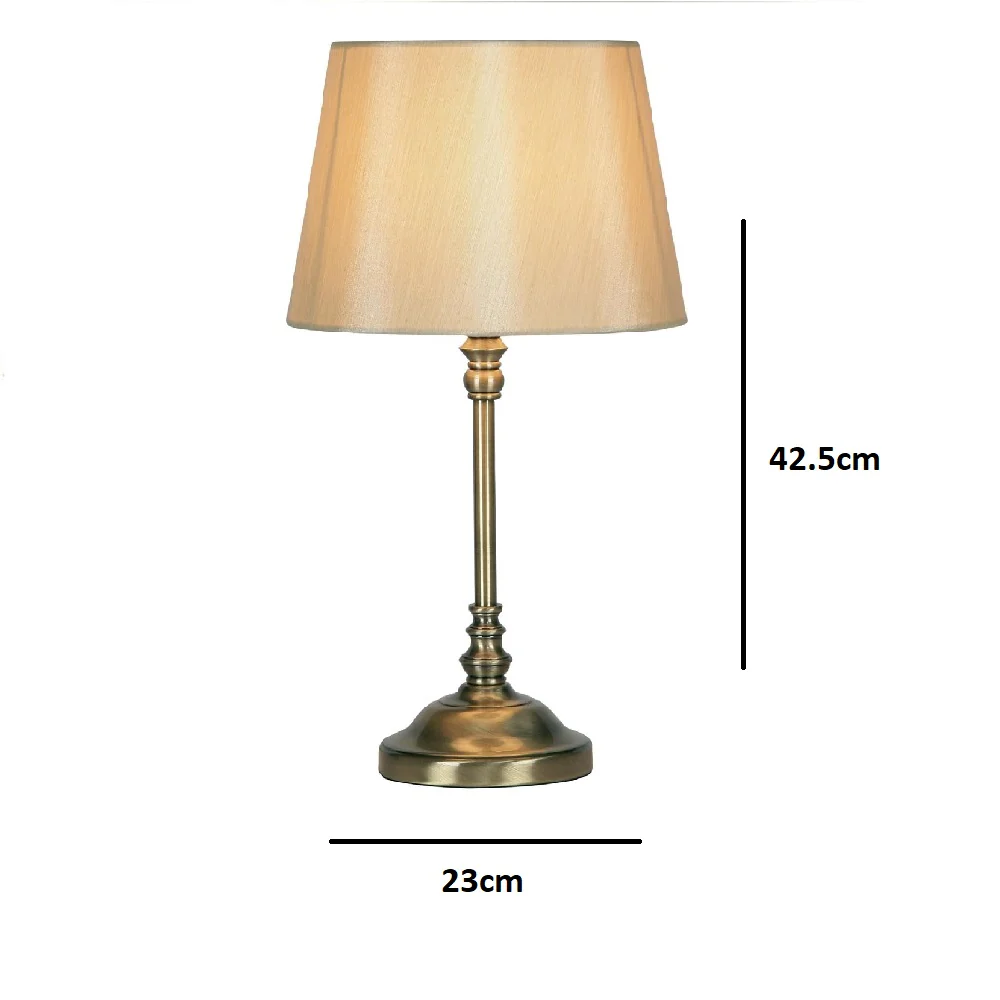 Antique Brass Vintage Candlestick Table Lamp with Cream Drum Shade 425mm - Image 4
