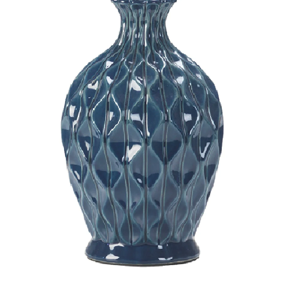 Navy Blue Vintage Ceramic Table Desk Lamp Base 28cm - Image 2