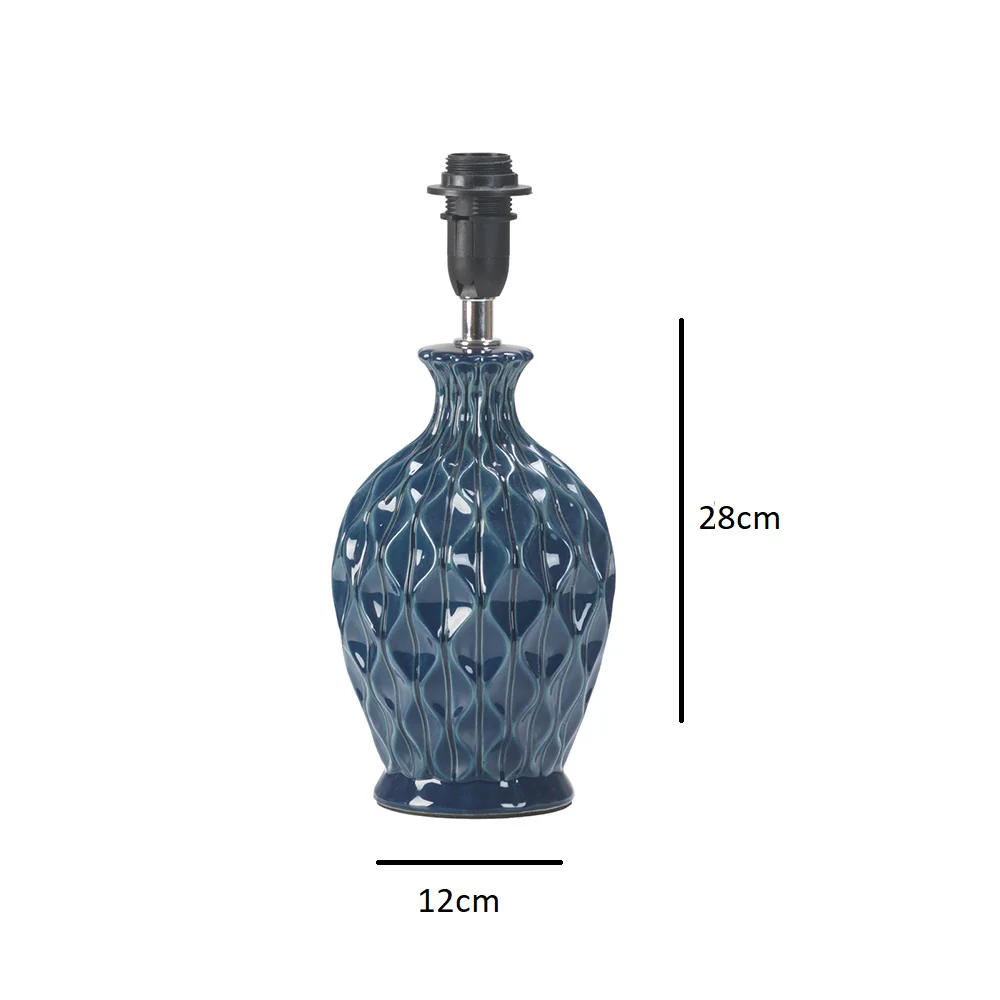 Navy Blue Vintage Ceramic Table Desk Lamp Base 28cm - Image 3