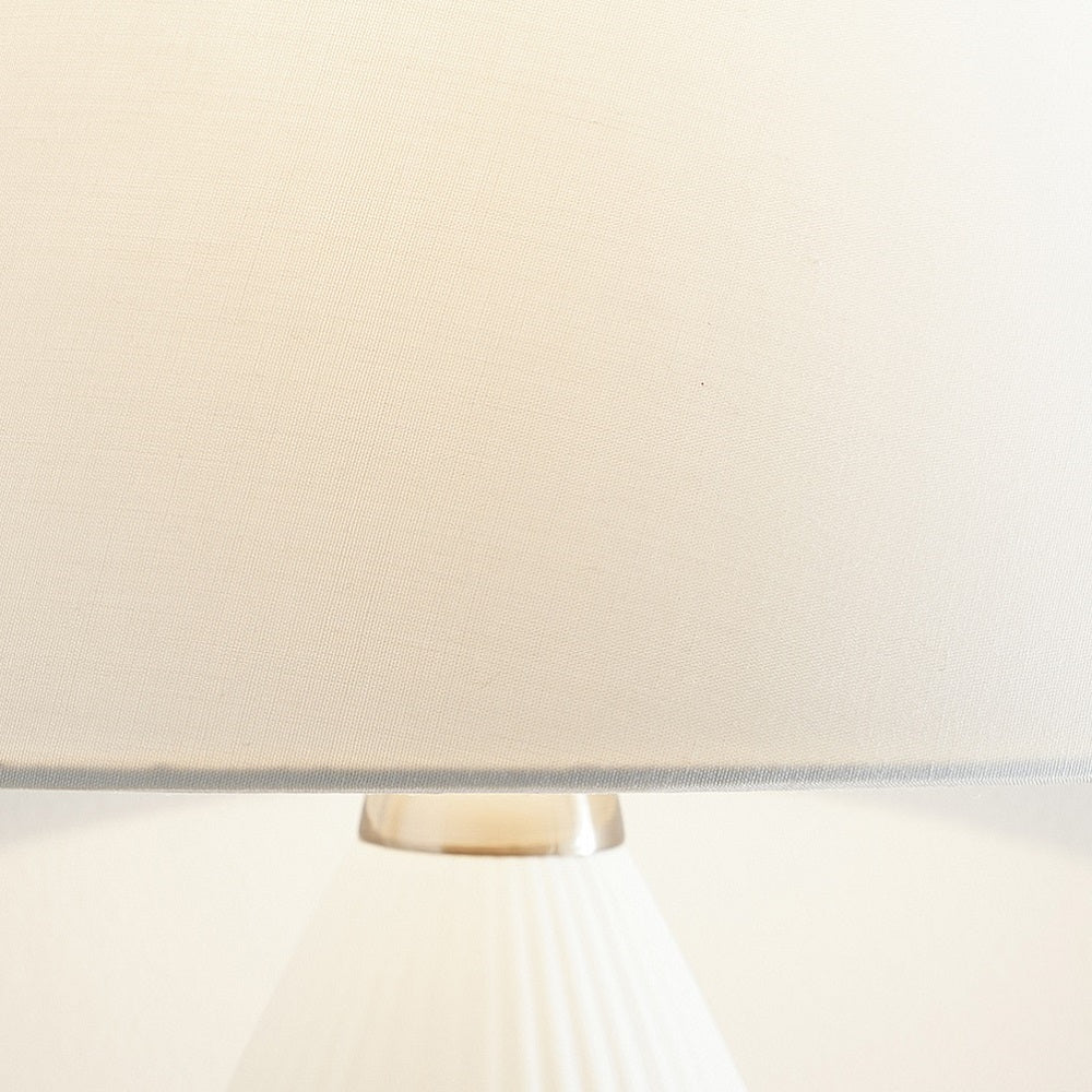 Cream Linen with White Inner Vintage Coolie Lamp Shade 12" - Image 2