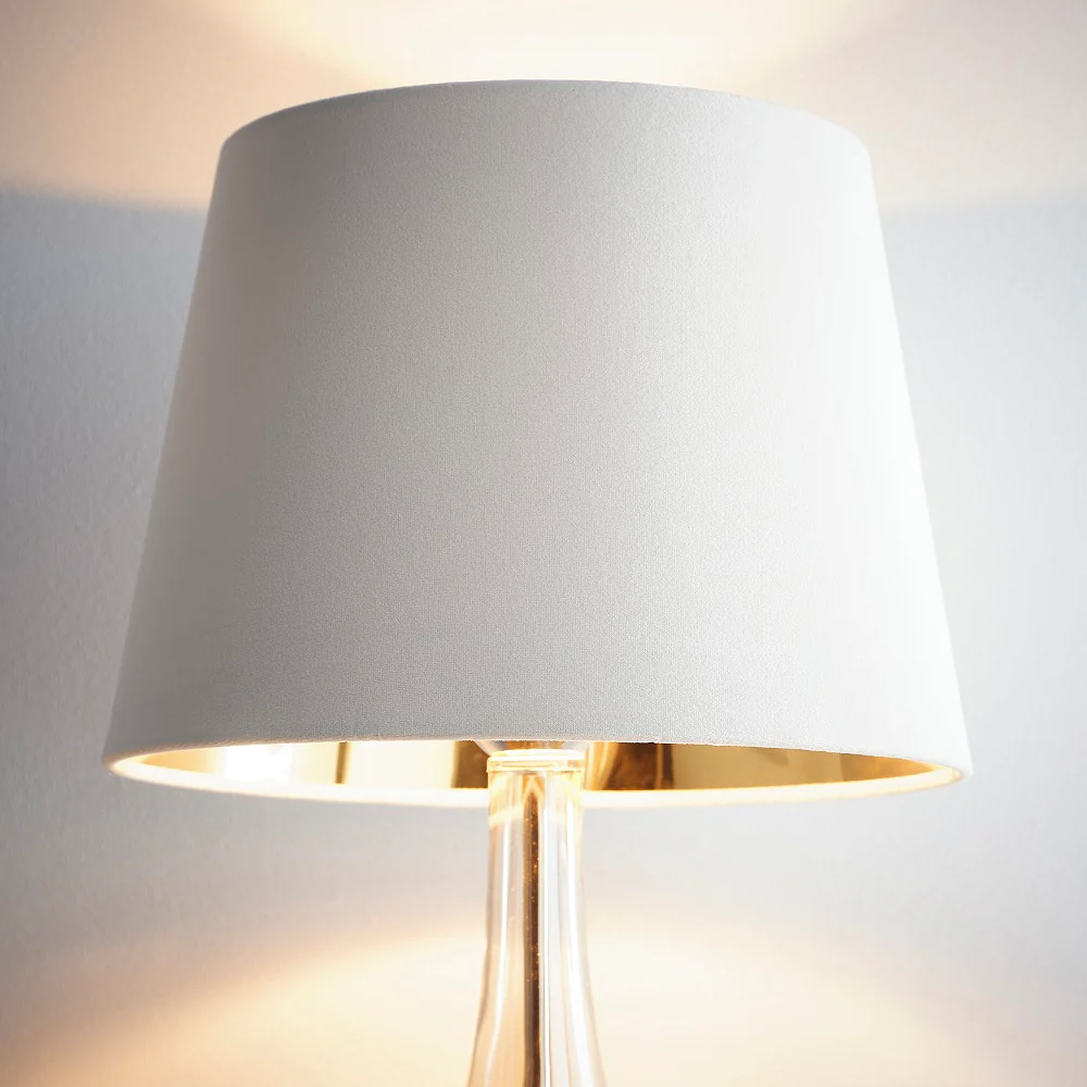 Cream Velvet and Gold Inner Modern Easy Fit Tapered Drum Lampshade 36cm - Image 2