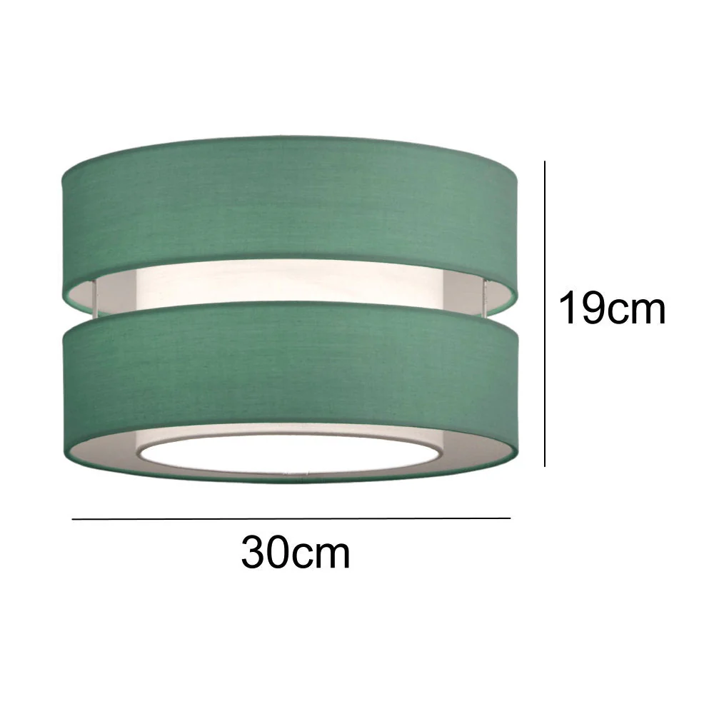 Britalia Duck Egg Blue Cotton Fabric Double Layer Retro Easy Fit Drum Pendant Shade 30cm - Image 4
