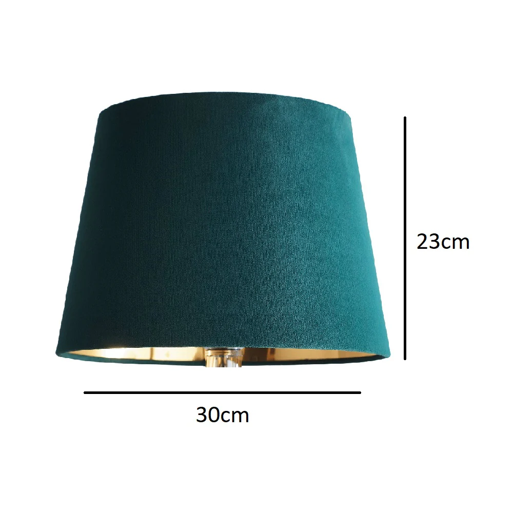 Green Velvet and Gold Inner Modern Easy Fit Tapered Drum Lampshade 30cm - Image 3