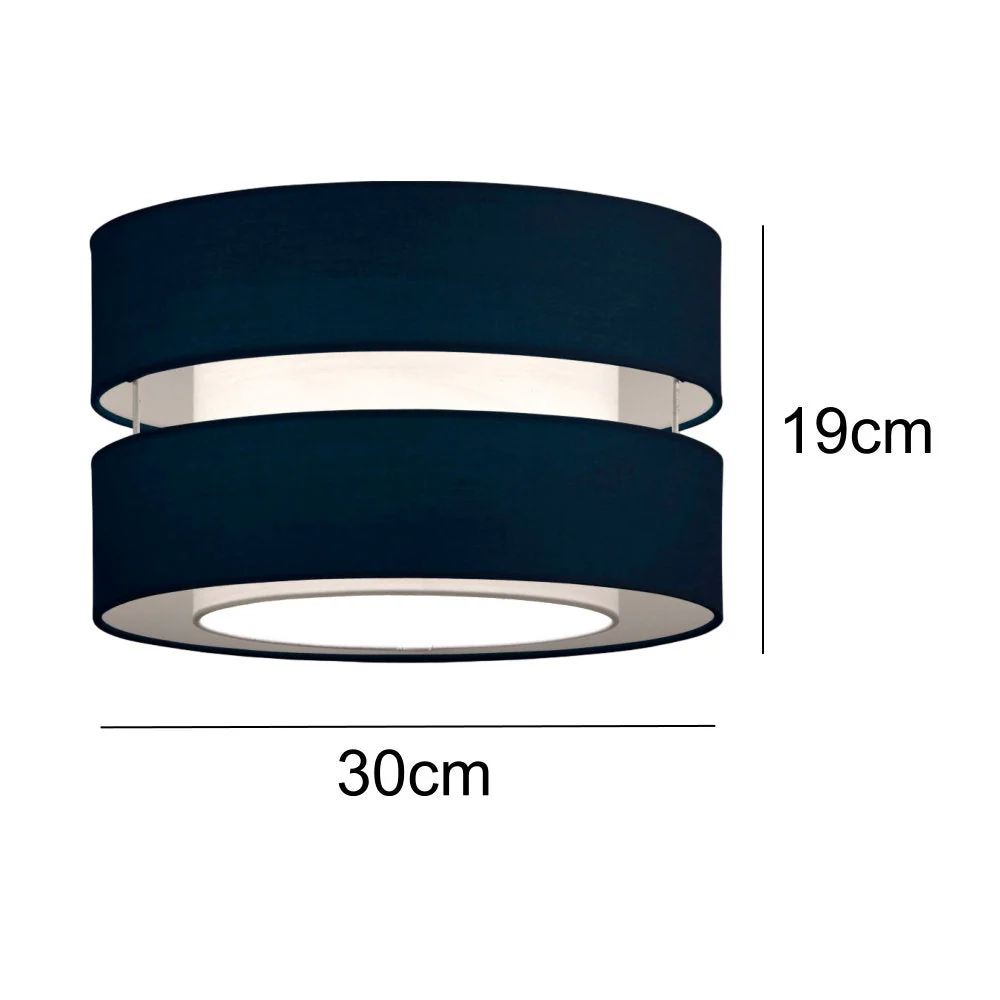 Britalia Navy Blue Cotton Fabric Double Layer Retro Easy Fit Drum Pendant Shade 30cm - Image 4