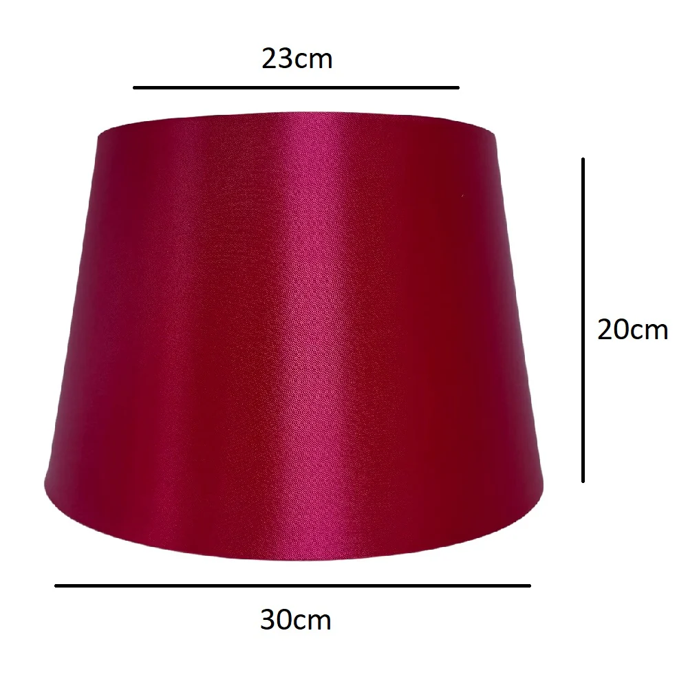 Red Satin and White Inner Rolled Edge Vintage Tapered Drum Lamp Shade 30cm - Image 3
