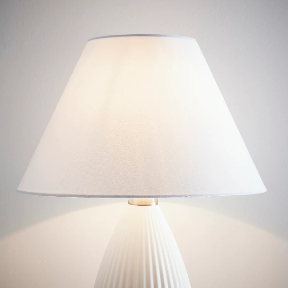 White Linen with White Inner Vintage Coolie Lamp Shade 10" - Image 4