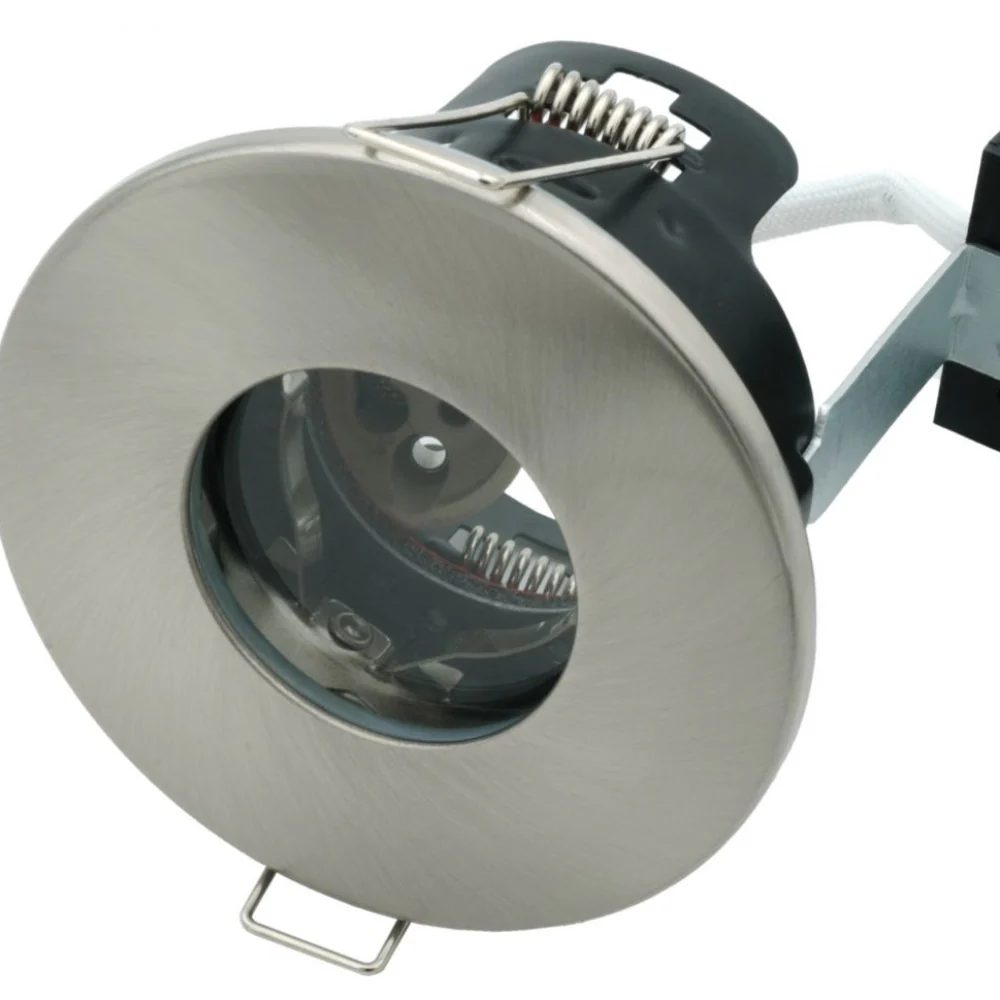 Brushed Chrome IP65 Bathroom Fire Rated Twist Lock GU10 Recessed Downlight - Image 5