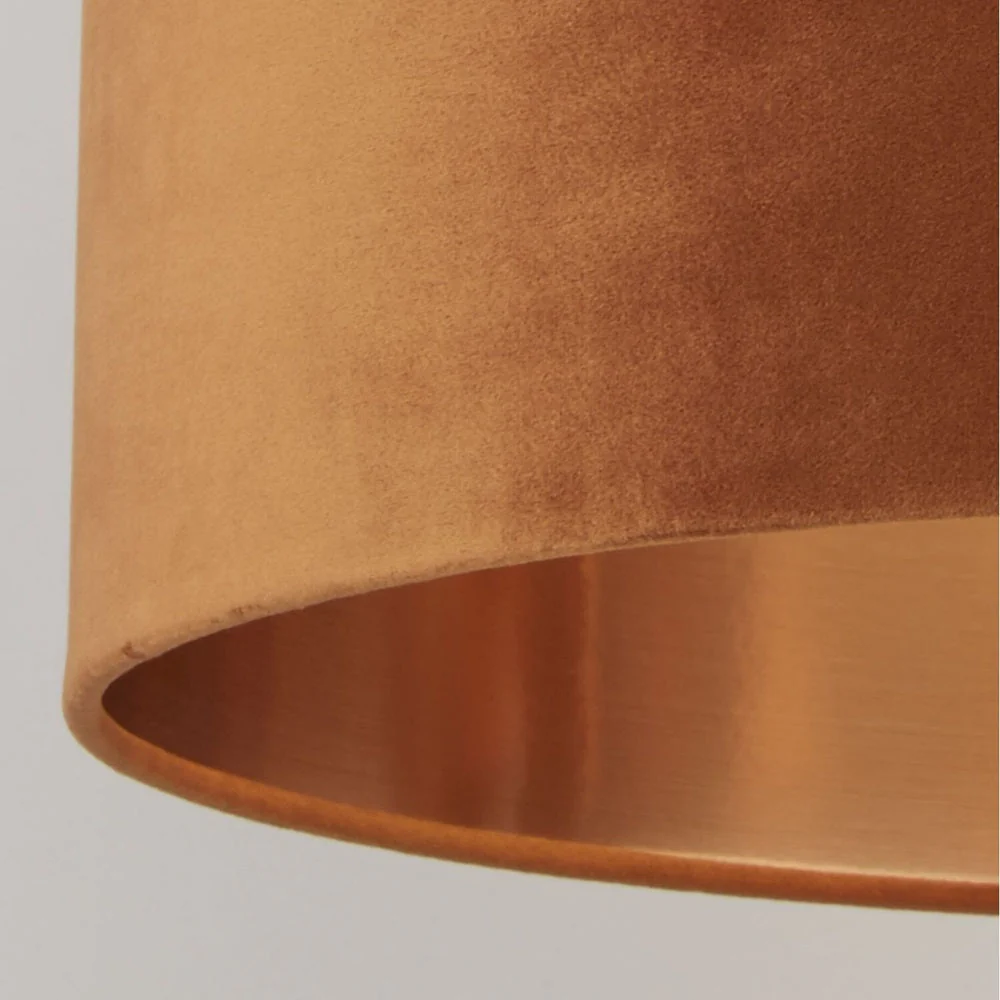 Burnt Orange Velvet Vintage Easy Fit Drum Shade with Copper Inner 30cm - Image 4