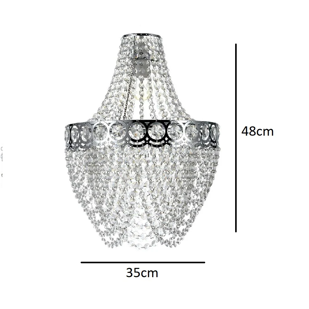 Chrome and Clear Acrylic Bead Vintage Easy Fit Chandelier Pendant Shade 48cm - Image 5