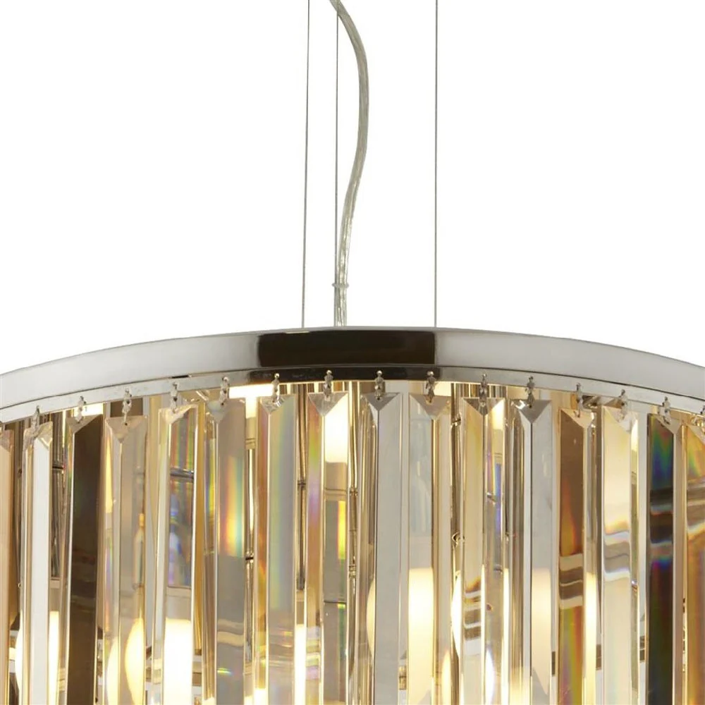 Chrome & Mixed Colour Coffin Crystal Vintage 5 Lamp Pendant Light 60cm - Image 2