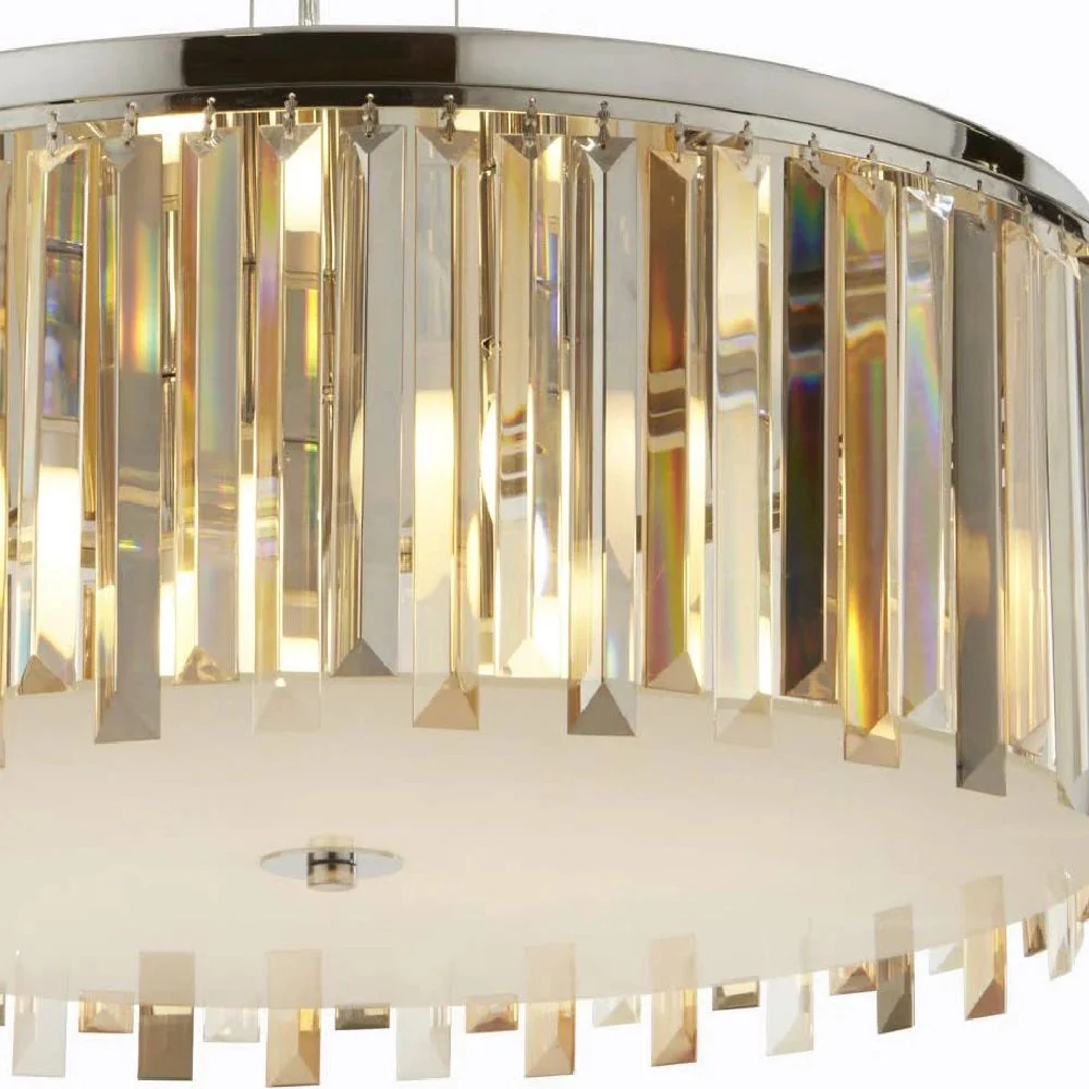 Chrome & Mixed Colour Coffin Crystal Vintage 5 Lamp Pendant Light 60cm - Image 3