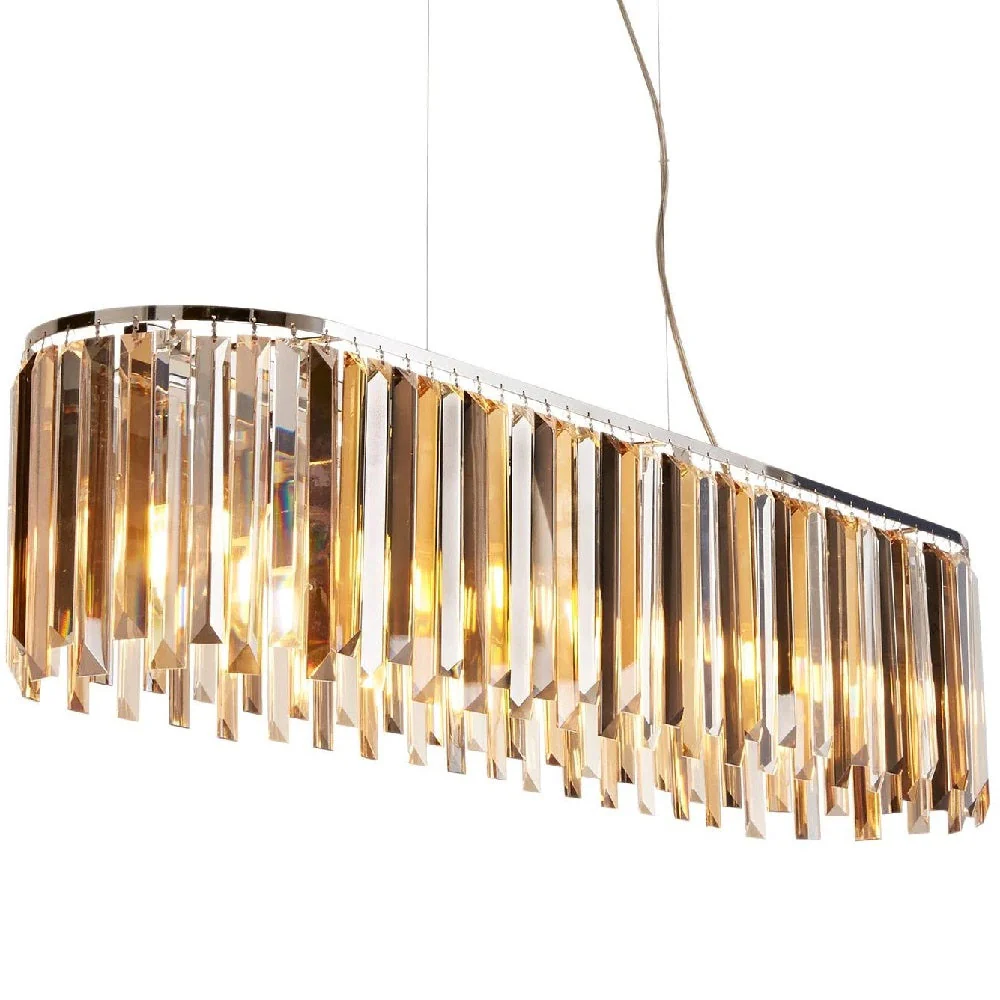Chrome & Mixed Colour Coffin Crystal Vintage 8 Lamp Bar Pendant Light 100cm - Image 2