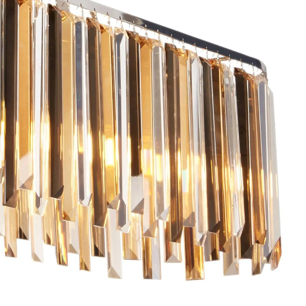 Chrome & Mixed Colour Coffin Crystal Vintage 8 Lamp Bar Pendant Light 100cm - Image 3