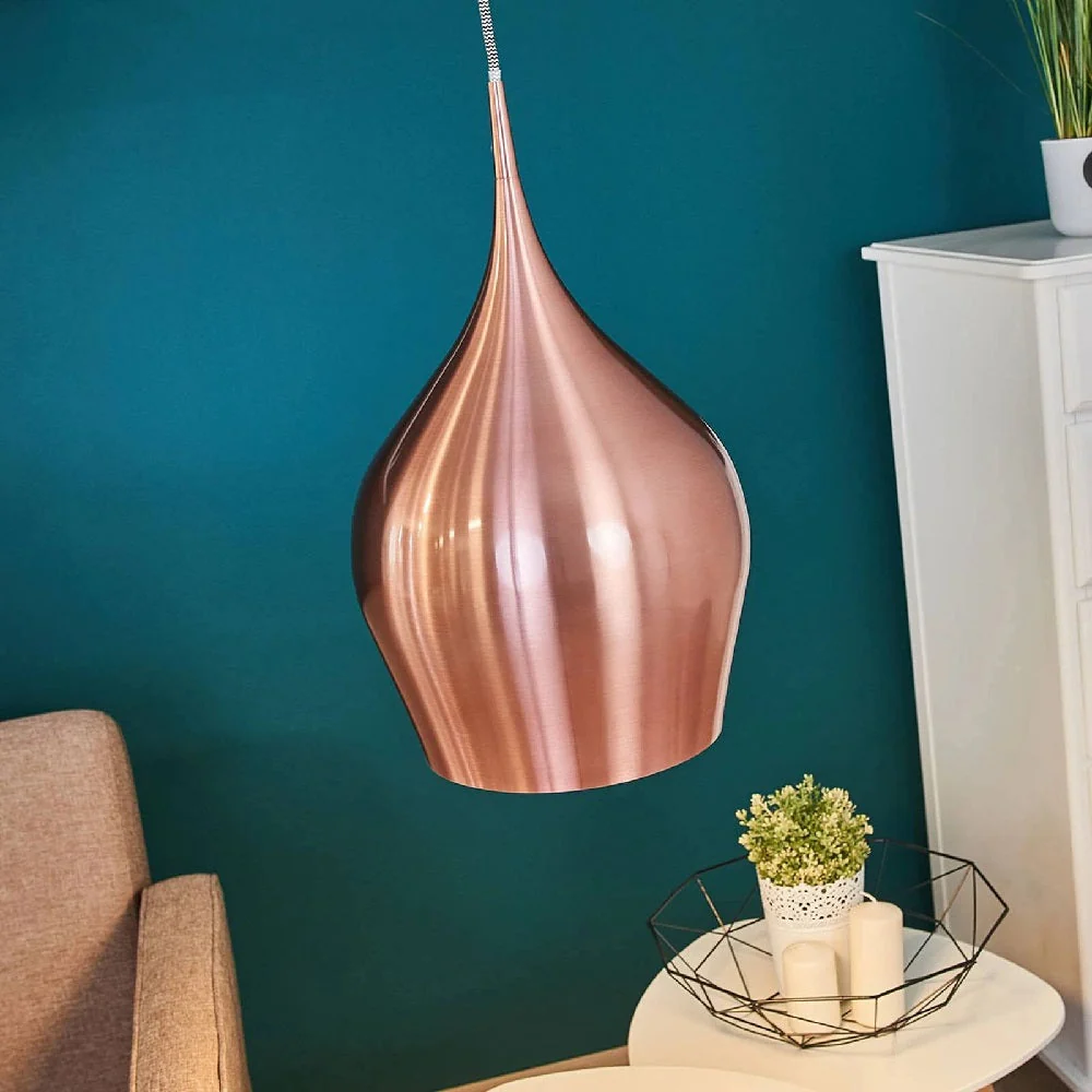 Copper Metallic Vintage Contemporary Metal Bell Pendant Light 26cm - Image 4