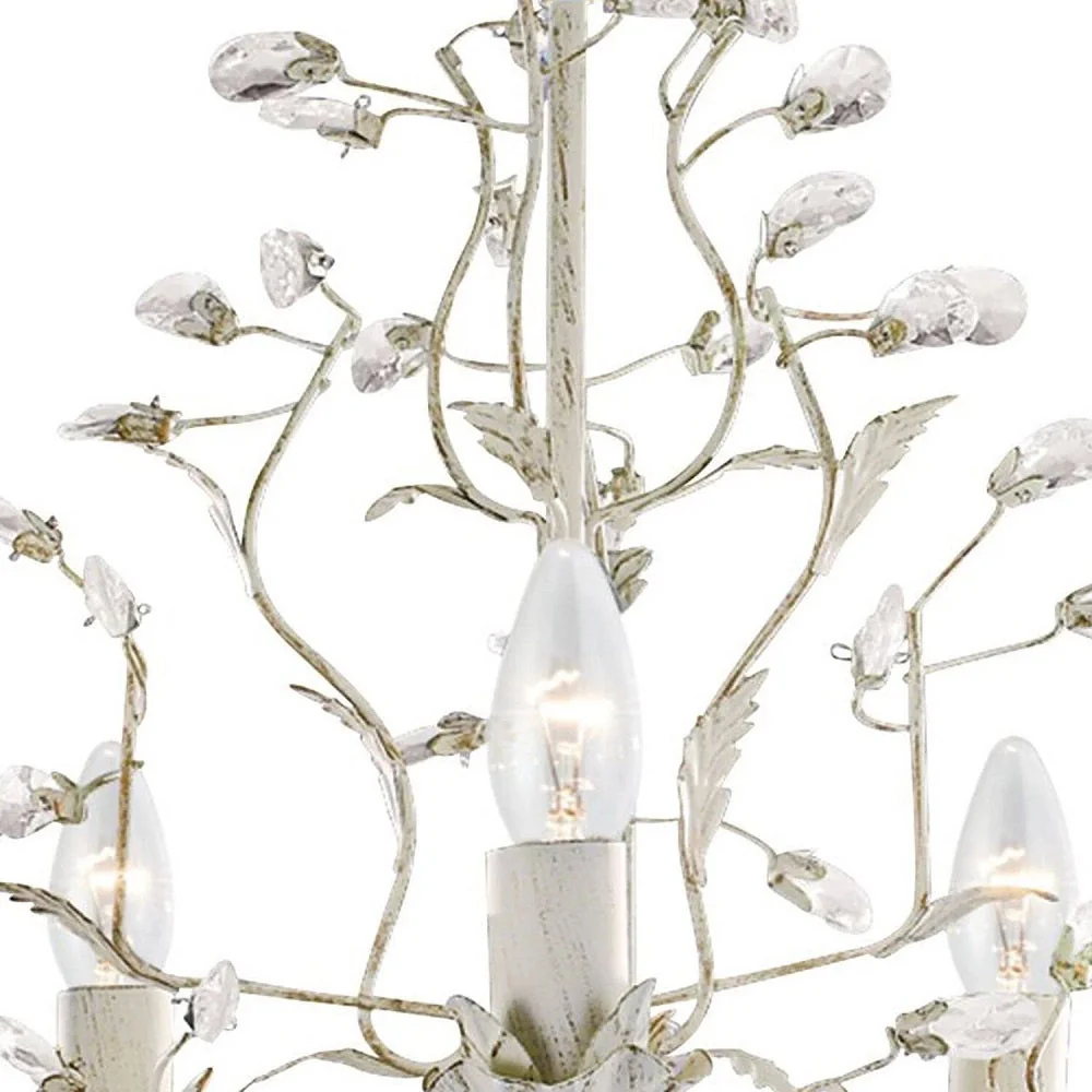 Cream Gold & Crystal Metal Vintage Shabby Chic 5 Lamp Pendant Light 50cm - Image 2