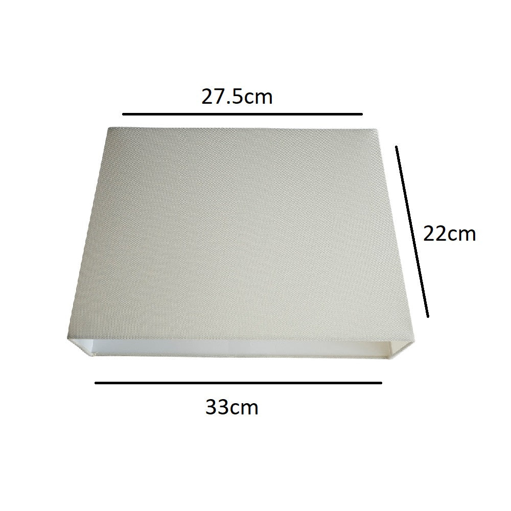 Cream Linen and White Inner Vintage Rectangular Tapered Shade 13" - Image 3