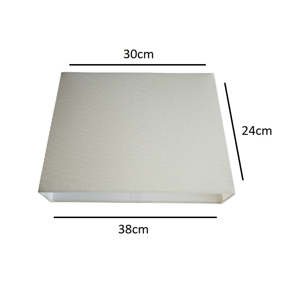 Cream Linen and White Inner Vintage Rectangular Tapered Shade 15" - Image 3