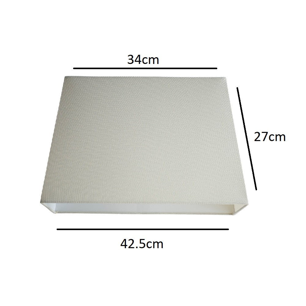 Cream Linen and White Inner Vintage Rectangular Tapered Shade 17" - Image 3