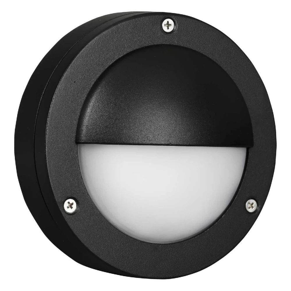 LED Black Outdoor Modern Round Bulkhead Wall Light IP44 - Image 2