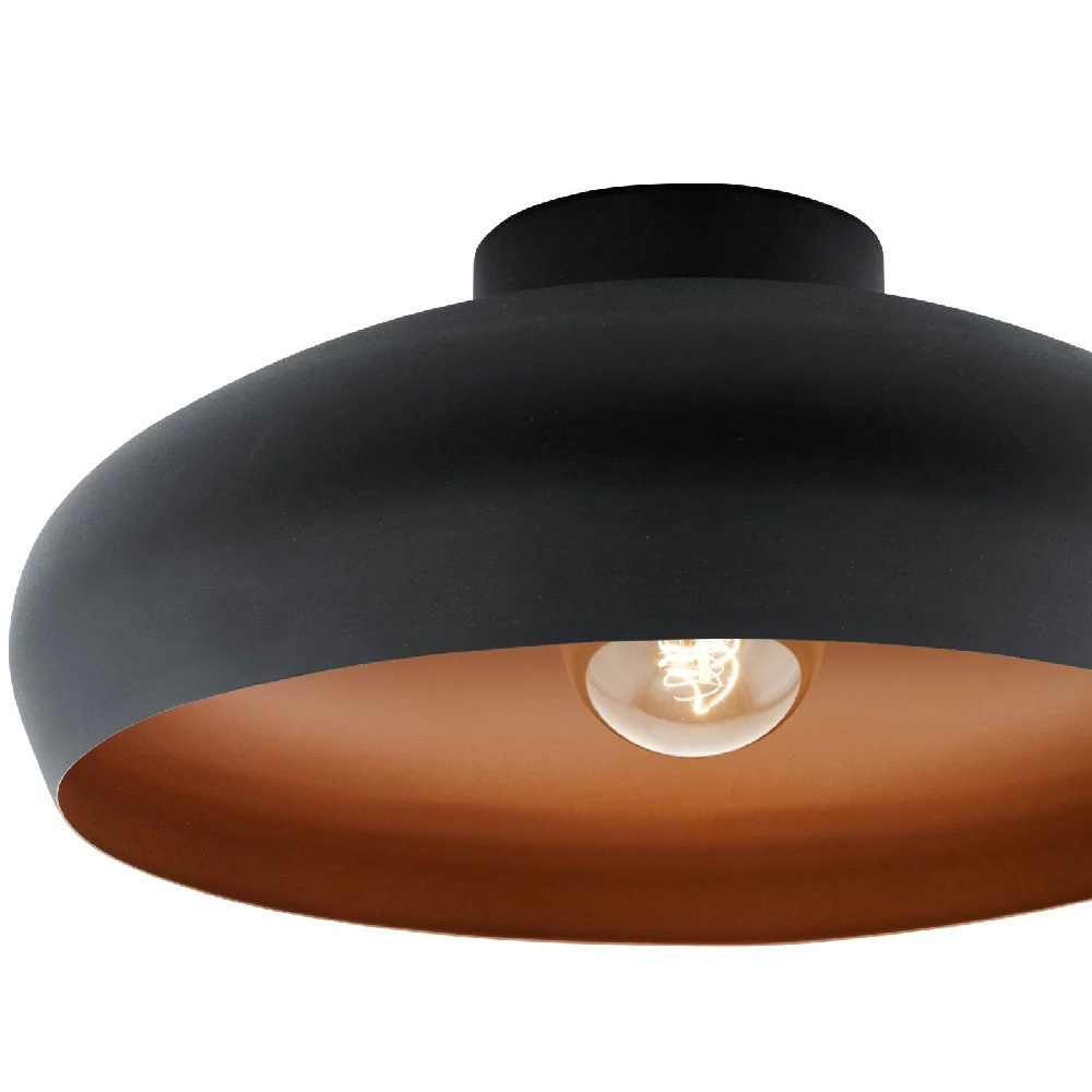 Eglo 94547 Mogano Vintage Black & Copper Dome Flush Light 40cm - Image 3