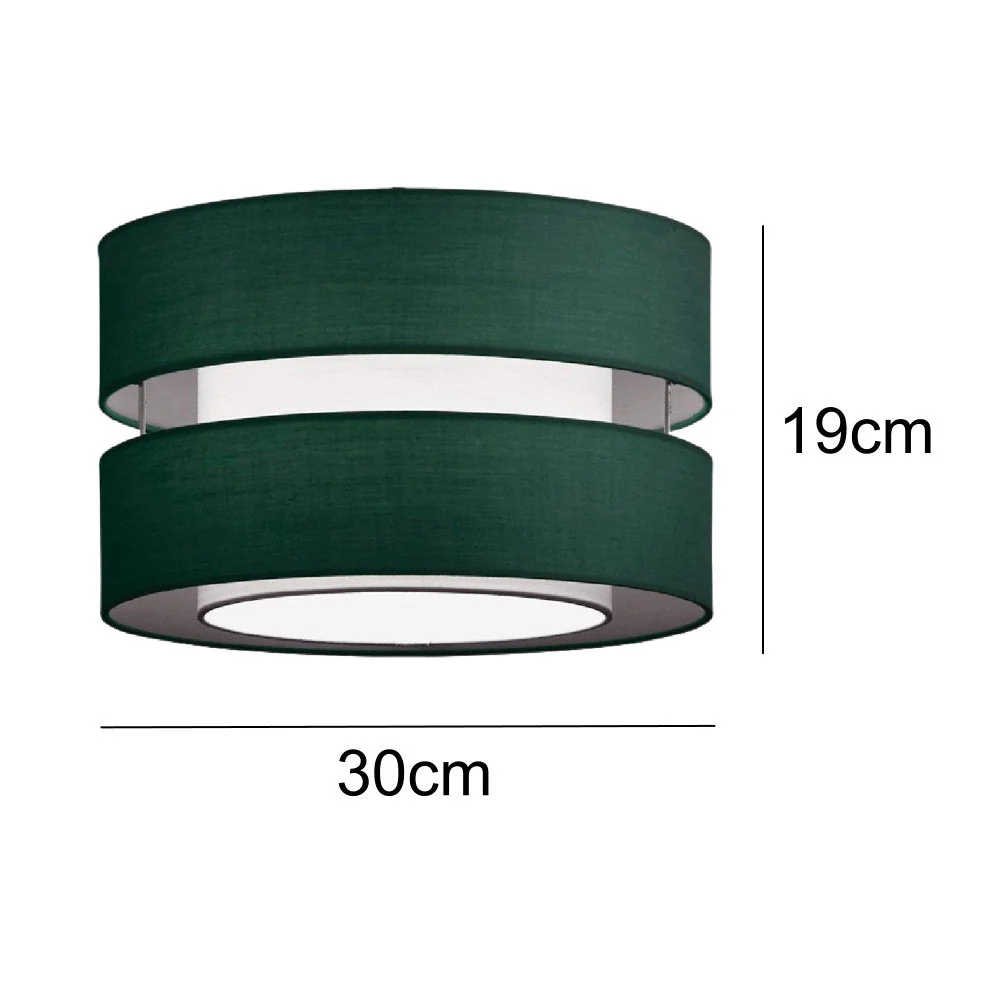 Forest Green Cotton Fabric Double Layer Retro Easy Fit Drum Pendant Shade 30cm - Image 4