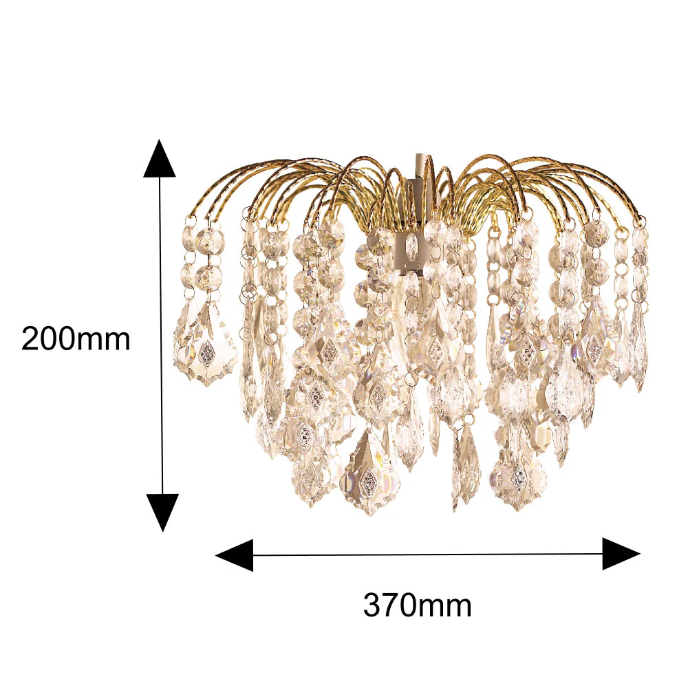 Gold & Clear Acrylic Bead Vintage Easy Fit 4 Tier Waterfall Pendant Shade 35cm - Image 3