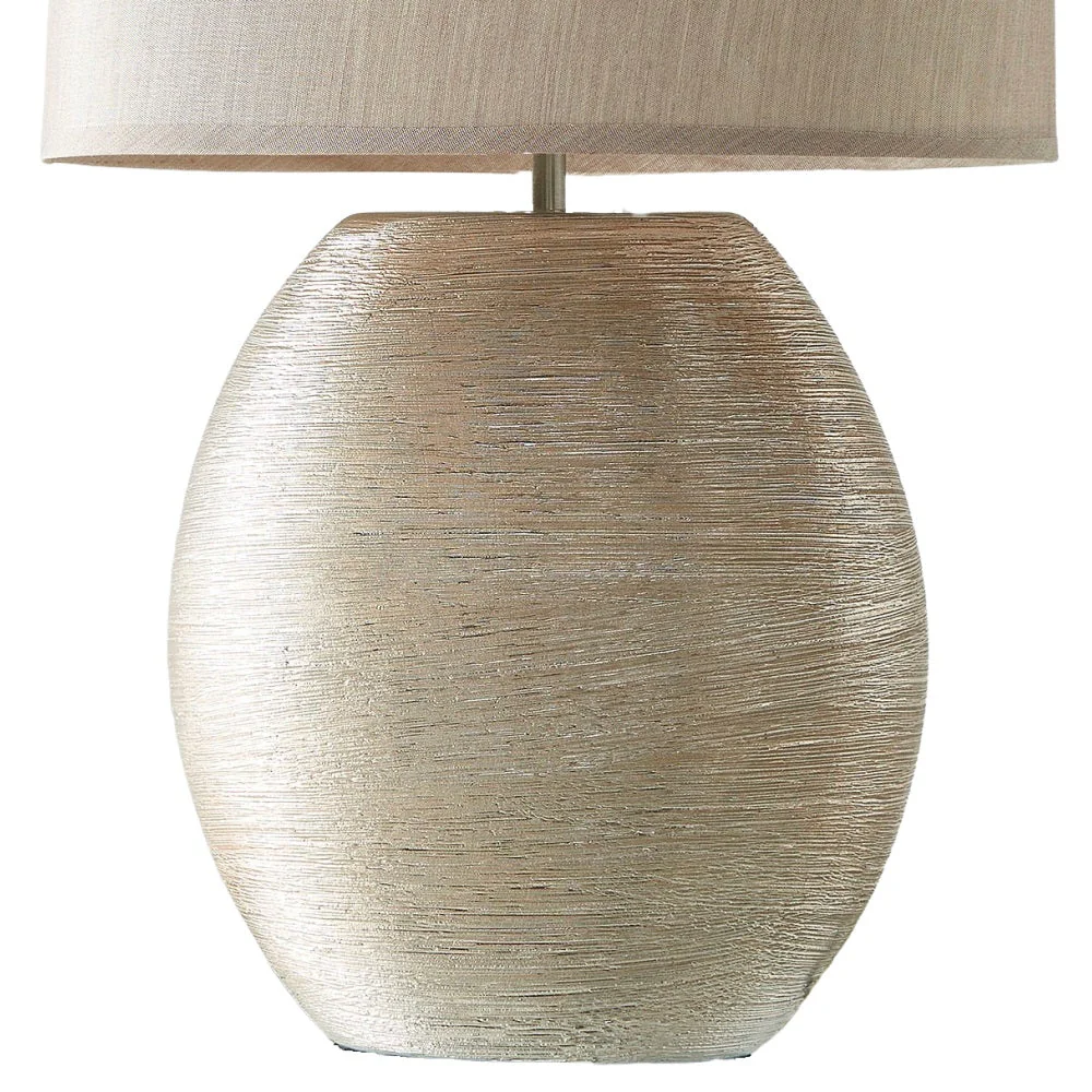 Gold Scratched Ceramic Vintage Oval Table Lamp with Gold Shade 45cm - Image 2