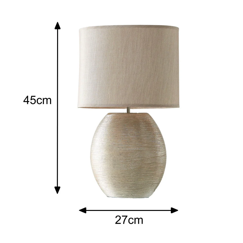 Gold Scratched Ceramic Vintage Oval Table Lamp with Gold Shade 45cm - Image 6