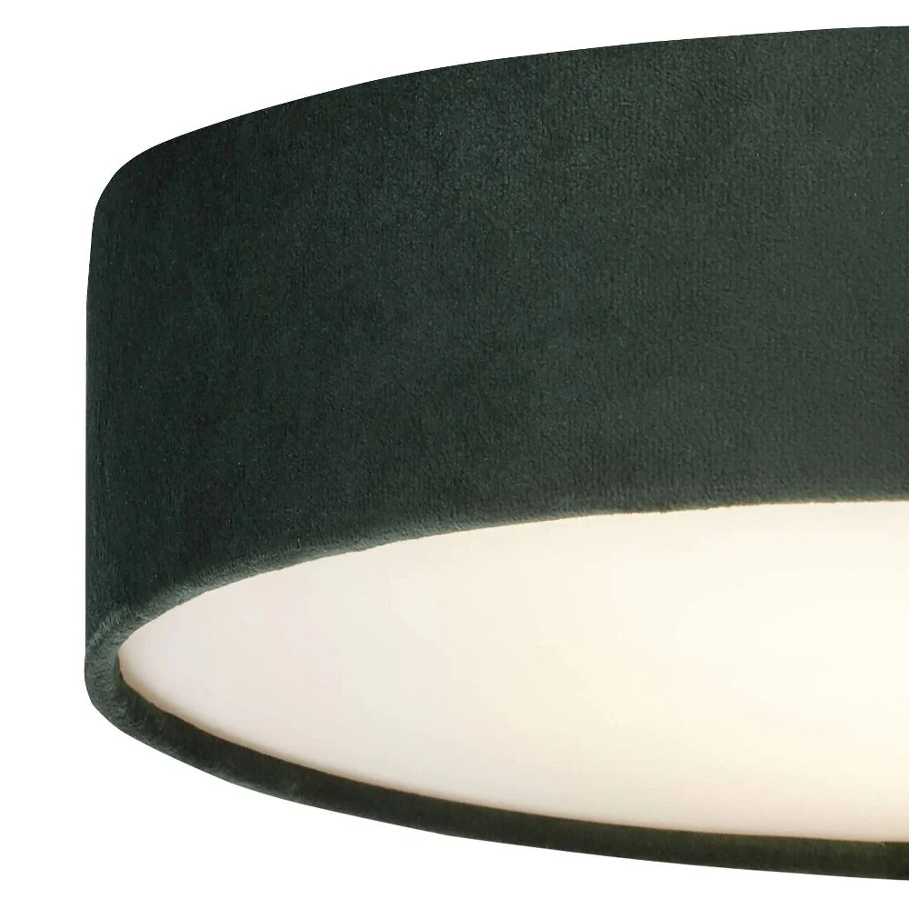 Green Velvet & Opal Diffuser Vintage Round Flush Drum Light 50cm - Image 2