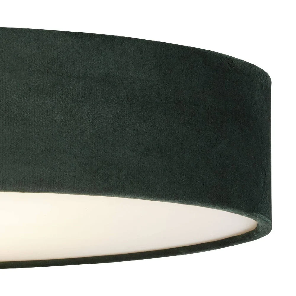 Green Velvet & Opal Diffuser Vintage Round Flush Drum Light 50cm - Image 3