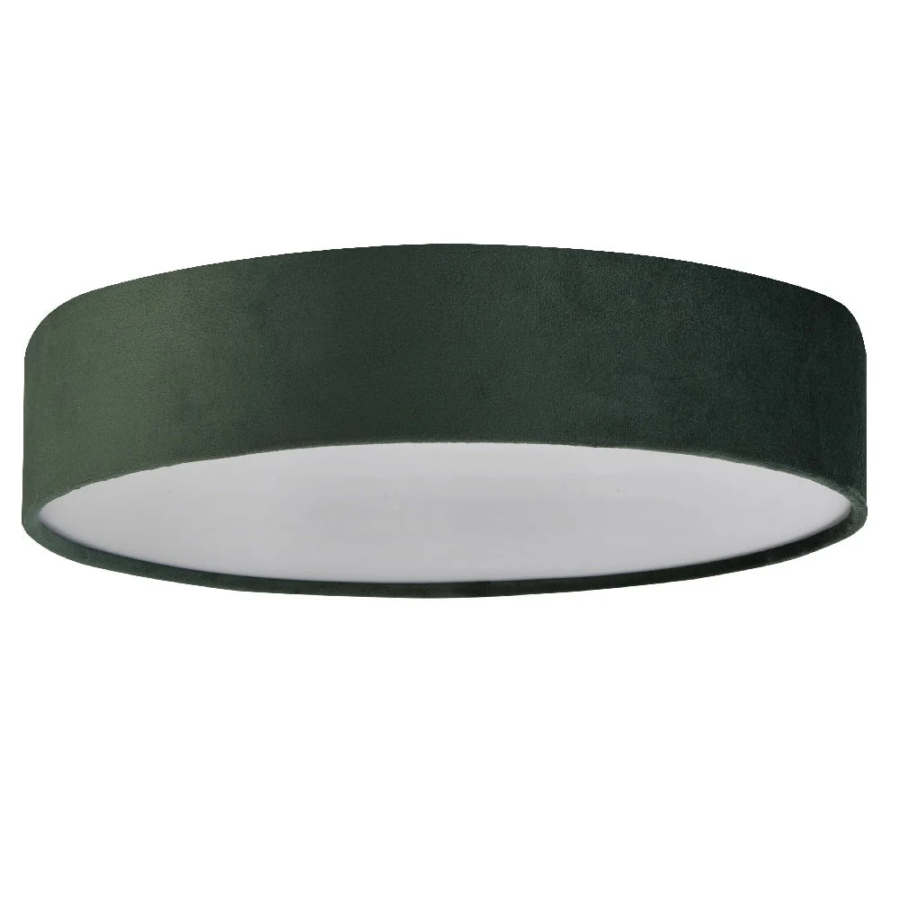 Green Velvet & Opal Diffuser Vintage Round Flush Drum Light 50cm - Image 4