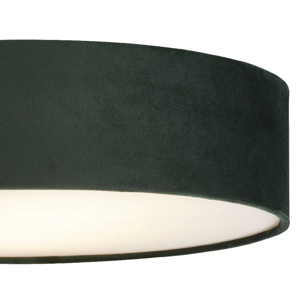 Green Velvet & Opal Diffuser Vintage Round Flush Drum Light 38cm - Image 2