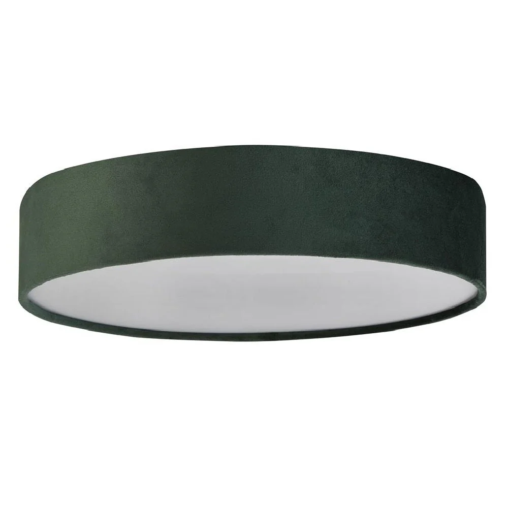 Green Velvet & Opal Diffuser Vintage Round Flush Drum Light 38cm - Image 3