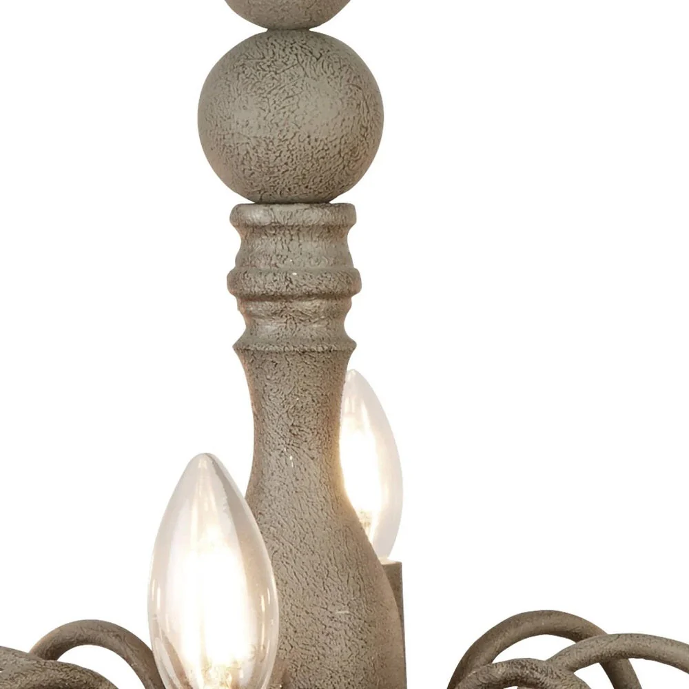 Grey Textured Metal Vintage Shabby Chic 8 Lamp Pendant Light 63cm - Image 3