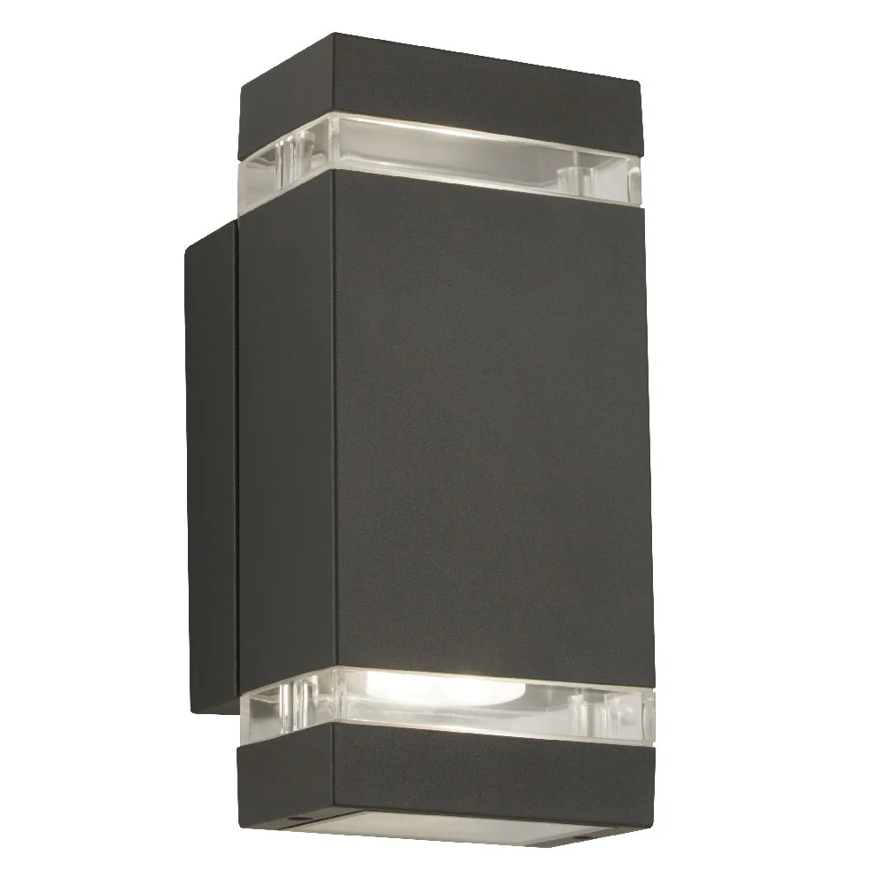 LED Anthracite Outdoor Rectangular Modern Up & Down Wall Light IP44