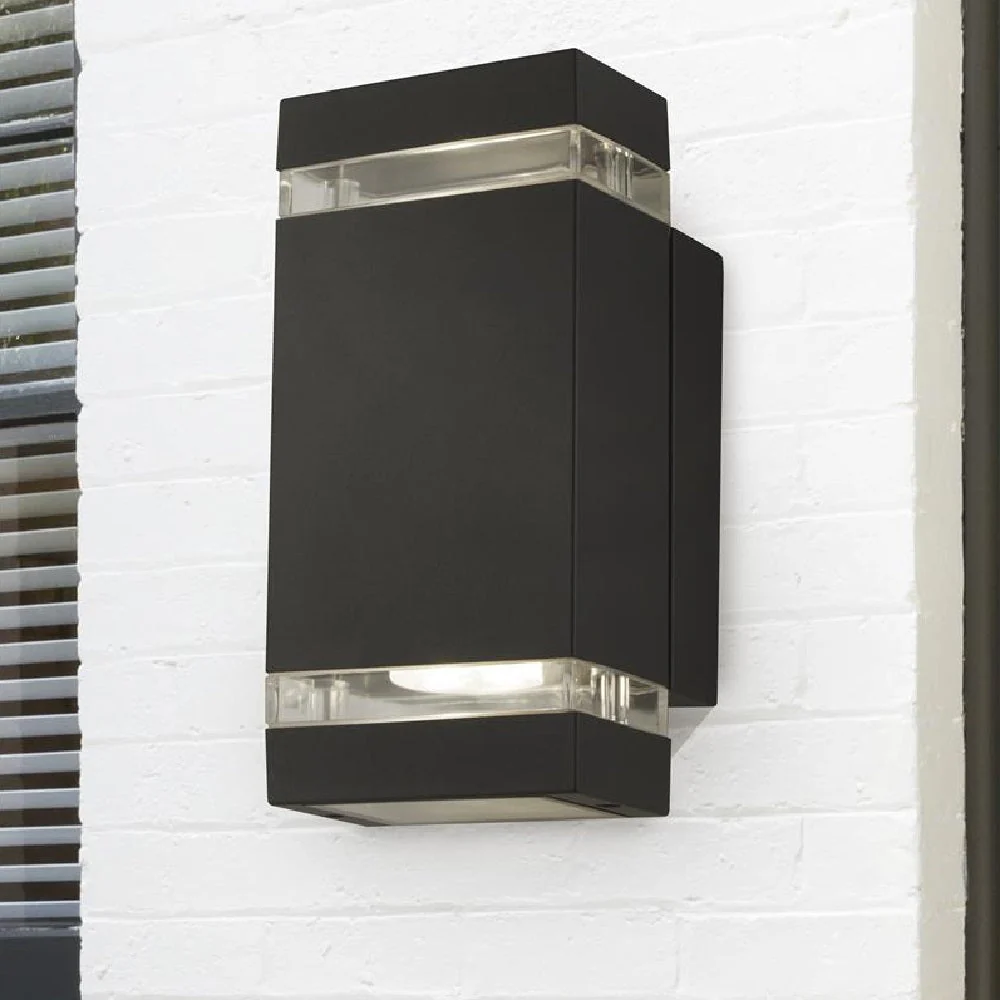 LED Anthracite Outdoor Rectangular Modern Up & Down Wall Light IP44 - Image 3