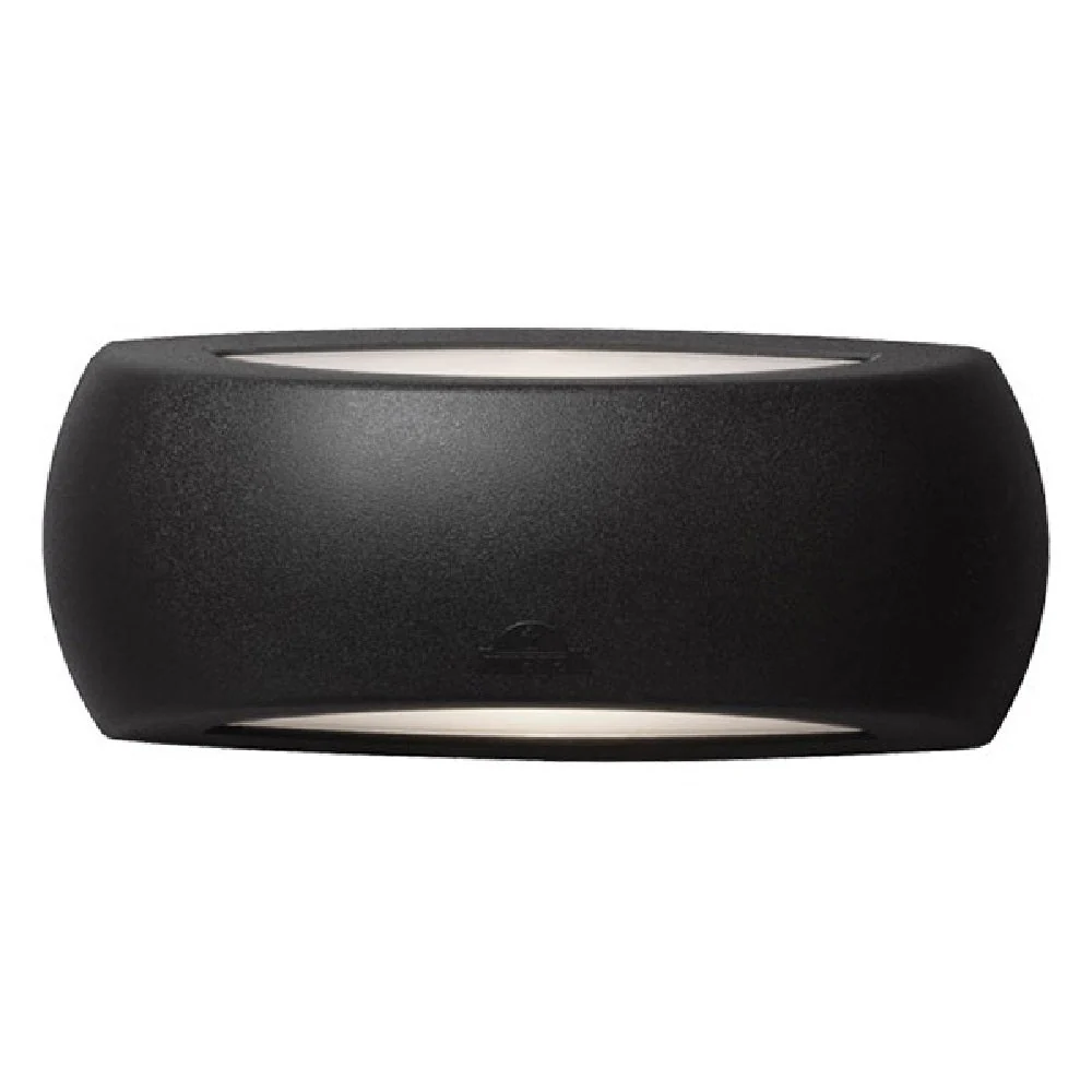 LED Black Outdoor Modern Oval Up & Down Wall Light 30cm Coastal IP66