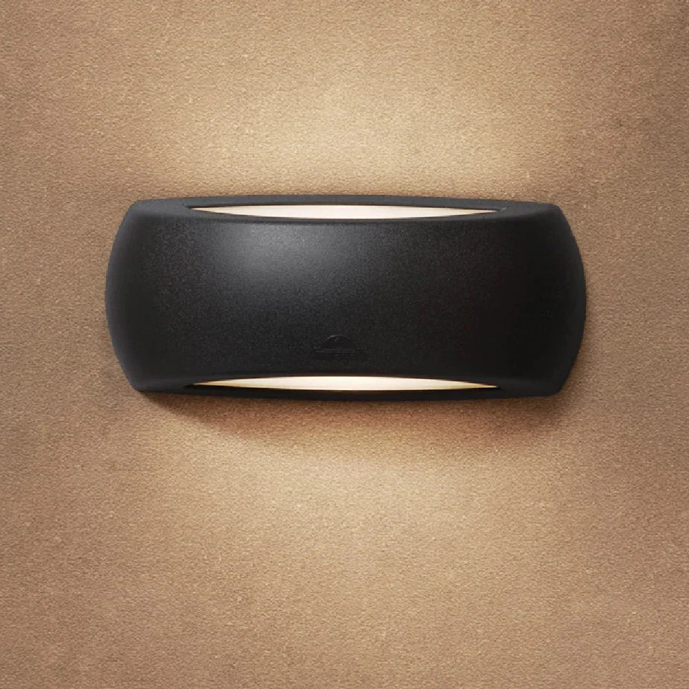 LED Black Outdoor Modern Oval Up & Down Wall Light 30cm Coastal IP66 - Image 2