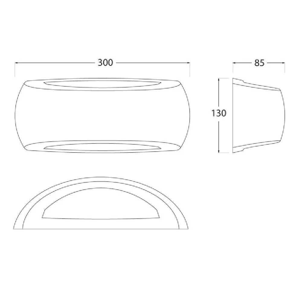 LED Black Outdoor Modern Oval Up & Down Wall Light 30cm Coastal IP66 - Image 3