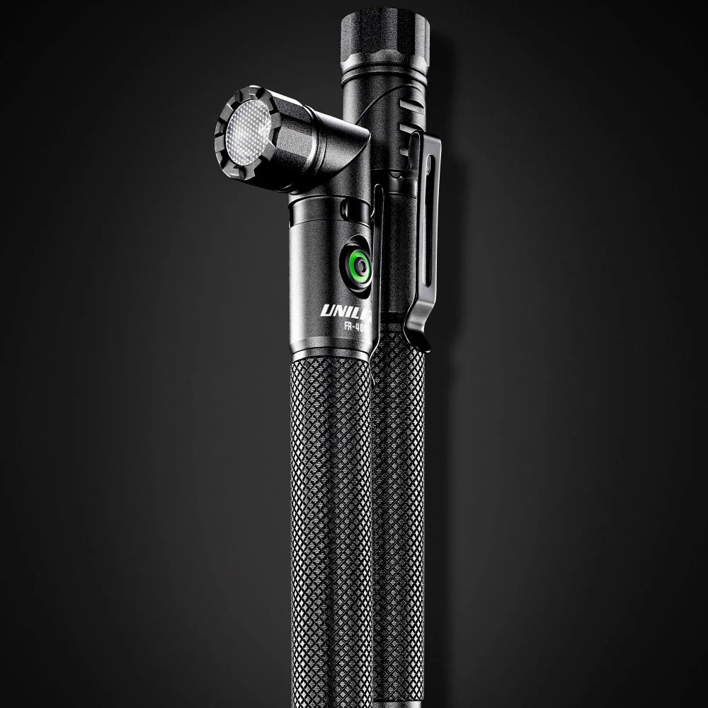 LED Black USB Rechargeable Right Angle Flashlight Torch 400 Lumen - Image 3