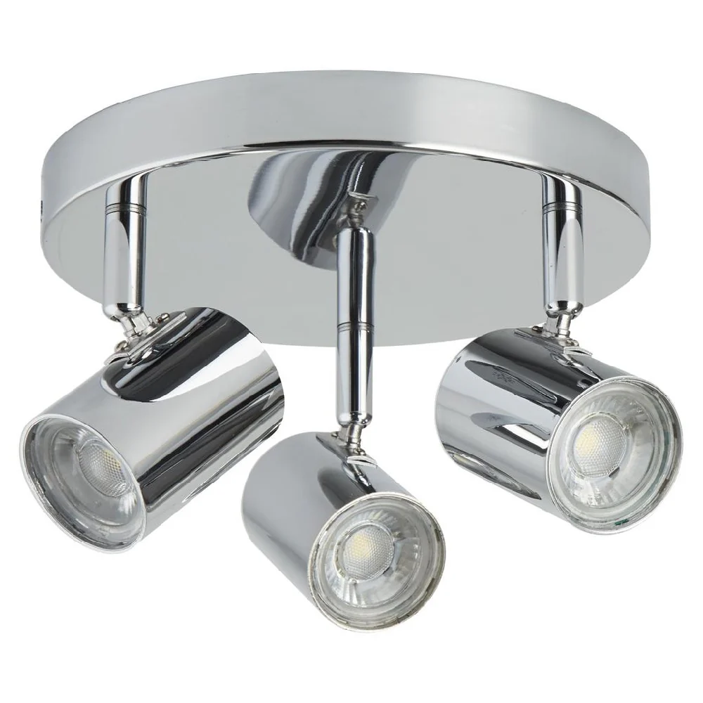 LED Chrome Modern 3 Lamp Round Plate Cylinder Head Spotlight 260mm - Image 3