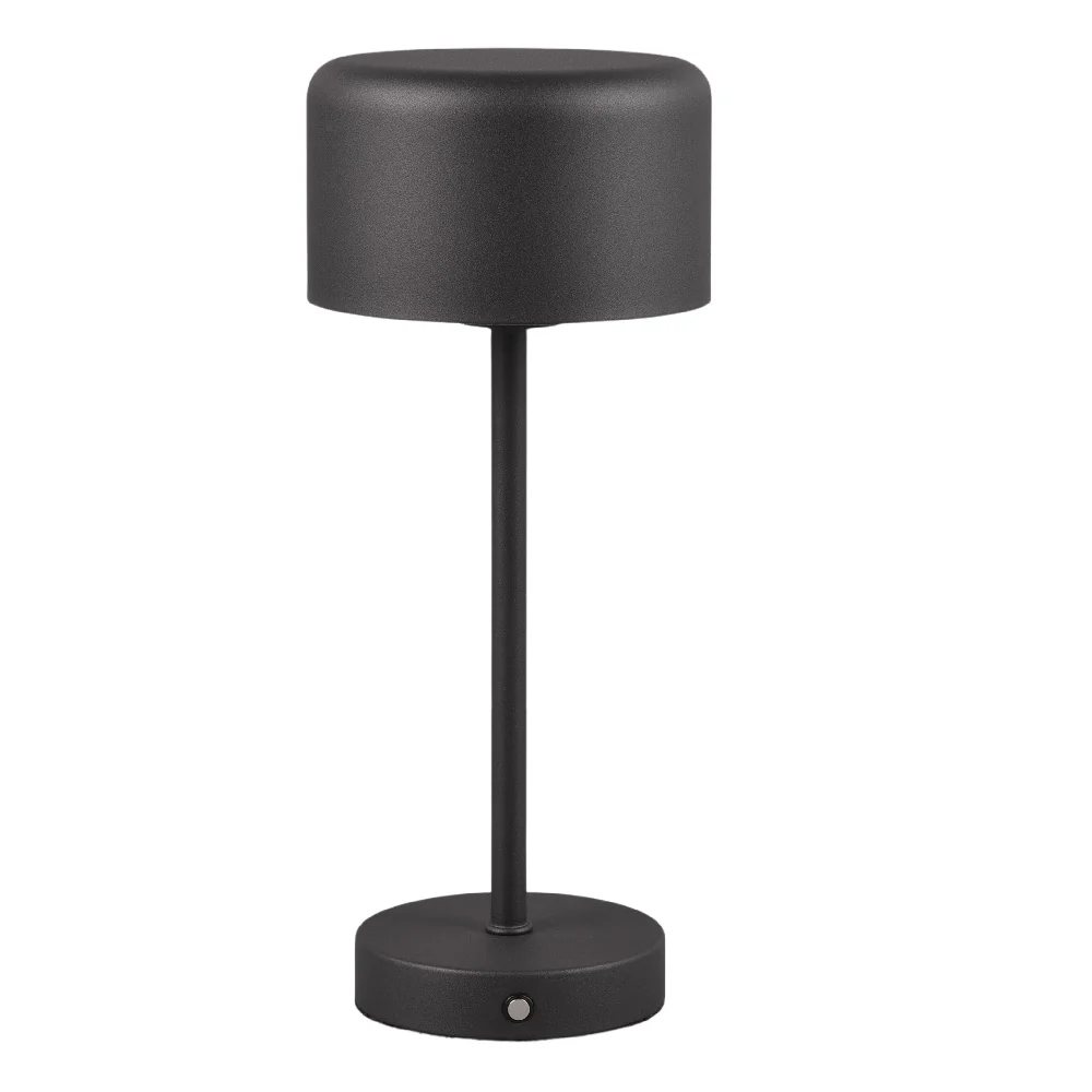 LED Matt Black Stem USB Rechargeable Touch Table Lamp 30cm