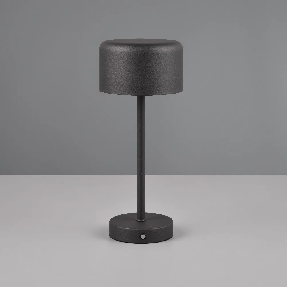 LED Matt Black Stem USB Rechargeable Touch Table Lamp 30cm - Image 4