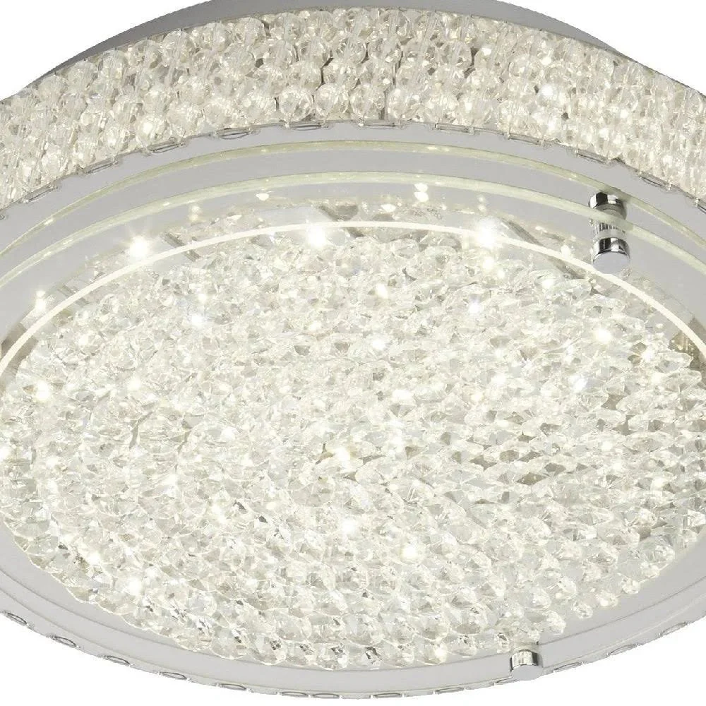 LED Polished Chrome & Crystals Decorative Round Flush Light 30cm - Image 2