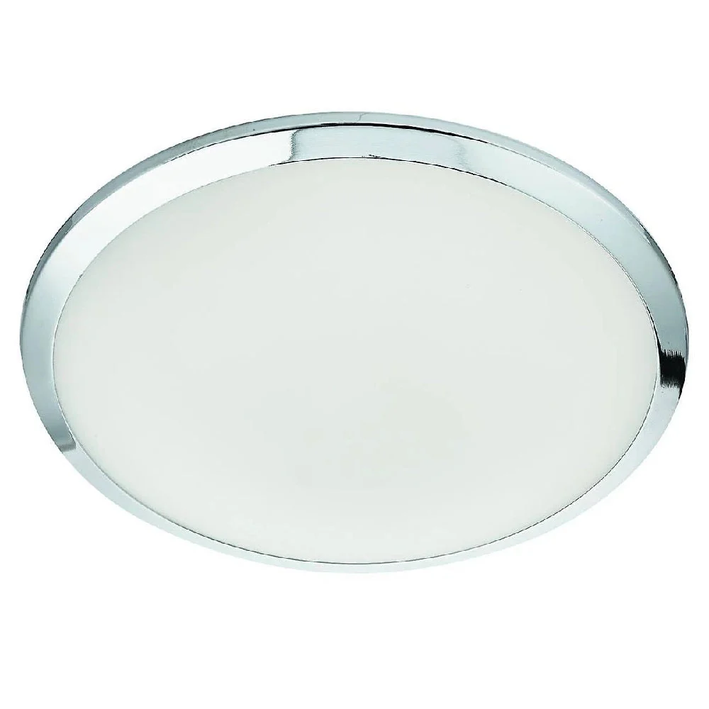 LED Polished Chrome & Frosted Glass Bathroom Modern Round Flush Light 30cm - Image 2