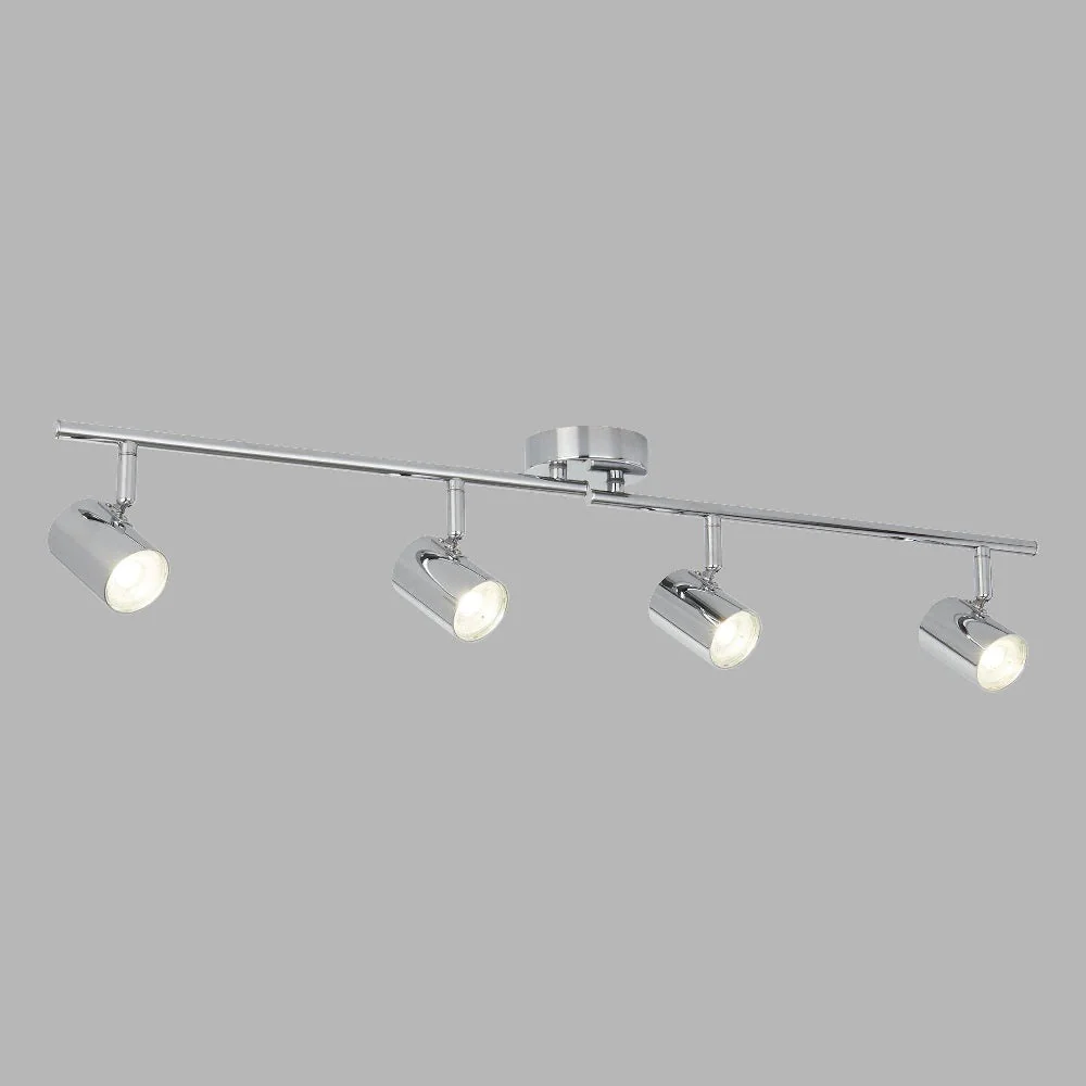 LED Polished Chrome Modern 4 Lamp Cylinder Head Split Bar Spotlight 77cm - Image 3