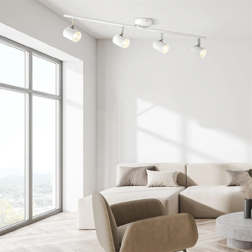 LED White Modern 4 Lamp Cylinder Head Split Bar Spotlight 77cm - Image 4