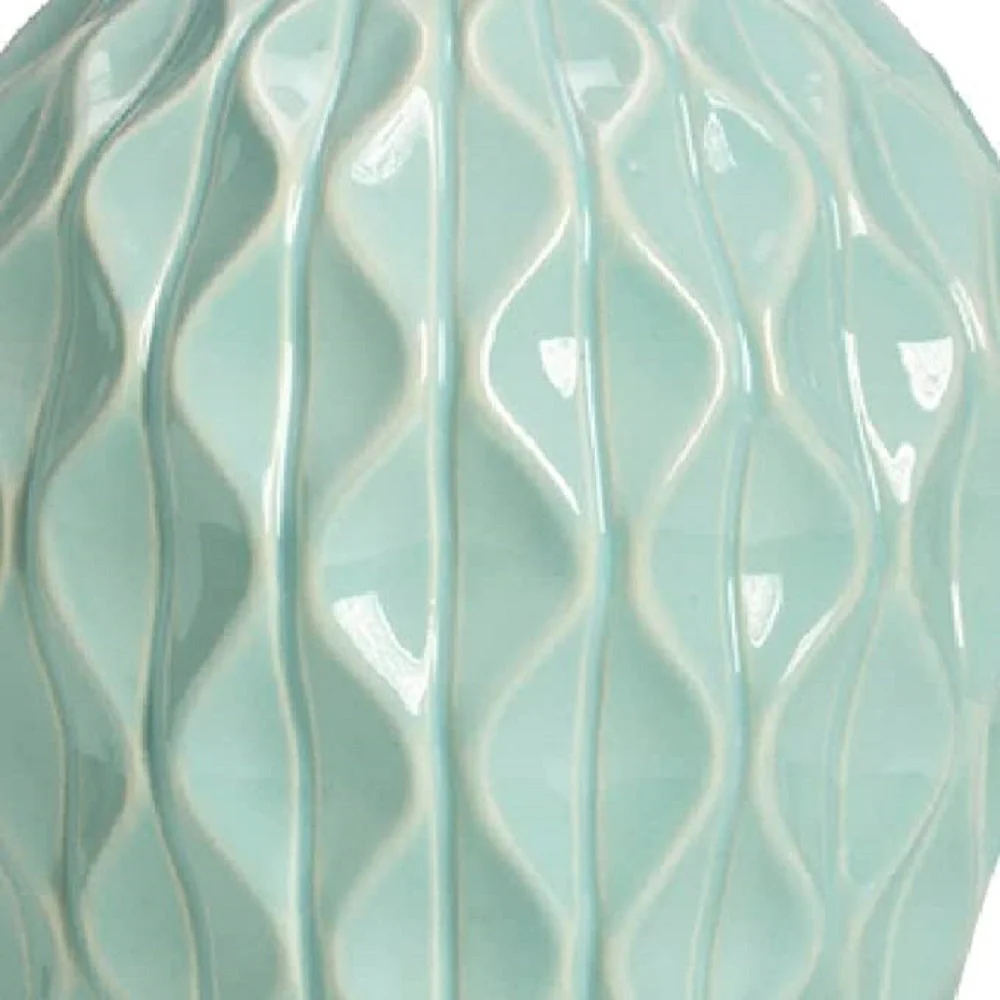 Light Blue Vintage Ceramic Table Desk Lamp Base 28cm - Image 2